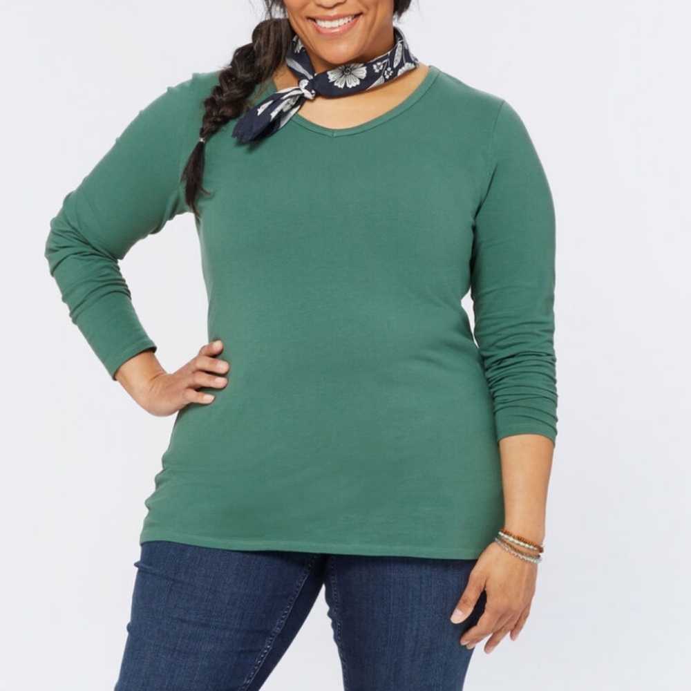Duluth Trading 1X Green No Yank Long Sleeve Women's Tee
